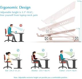 img 3 attached to Подставка для ноутбука Boyata - регулируемый подставка для ноутбука для MacBook и ноутбуков до 17 дюймов - шампанское золото.