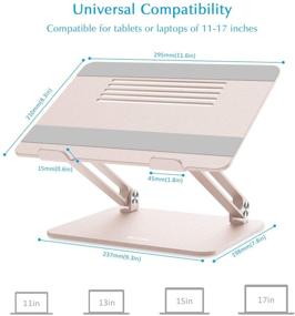 img 2 attached to Подставка для ноутбука Boyata - регулируемый подставка для ноутбука для MacBook и ноутбуков до 17 дюймов - шампанское золото.