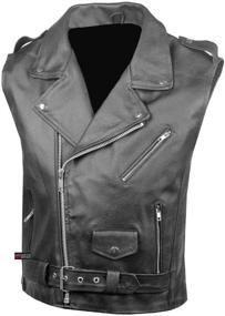 img 2 attached to Vintage Black XL Men's Classic Leather Motorcycle Biker Vest with Concealed Carry