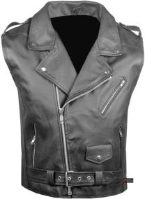 img 4 attached to Vintage Black XL Men's Classic Leather Motorcycle Biker Vest with Concealed Carry