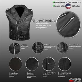 img 1 attached to Vintage Black XL Men's Classic Leather Motorcycle Biker Vest with Concealed Carry