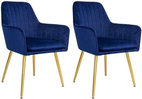 img 2 attached to 🪑 CangLong Furniture Set of 2 Modern Navy Blue Accent Arm Chairs for Living Room and Dining Area, with Gold Metal Legs