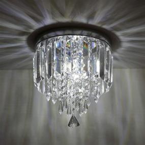 img 1 attached to 💡 Flush Mount Mini Crystal Chandelier Ceiling Light for Bedroom, Hallway, Bar, Kitchen, Bathroom Pendant Lamps