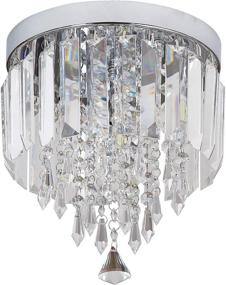 img 4 attached to 💡 Flush Mount Mini Crystal Chandelier Ceiling Light for Bedroom, Hallway, Bar, Kitchen, Bathroom Pendant Lamps