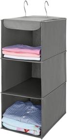 img 4 attached to 👗 MaidMAX 3 Tiers Cloth Hanging Shelf Closet Organizer: Efficient Storage Solution with 2 Metal Hooks, Foldable Design, 24 Inches High (Gray)