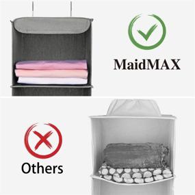 img 2 attached to 👗 MaidMAX 3 Tiers Cloth Hanging Shelf Closet Organizer: Efficient Storage Solution with 2 Metal Hooks, Foldable Design, 24 Inches High (Gray)