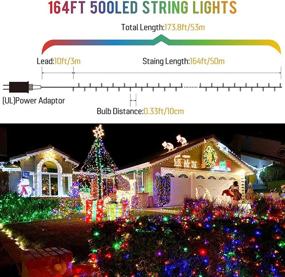 img 2 attached to 🎄 164FT 500 LED Christmas Tree Lights | Novtech Outdoor Indoor Multicolor Xmas String Lights | UL588 Approved 8 Modes Fairy Twinkle Lights Plug in Holiday Decoration Lights for House Garden Wedding Party