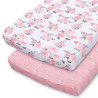 🌸 the peanutshell pink floral changing pad cover set: baby girls, 2-pack, pink roses & ditsy floral — versatile nursery essentials logo