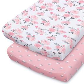 img 4 attached to 🌸 The Peanutshell Pink Floral Changing Pad Cover Set: Baby Girls, 2-Pack, Pink Roses & Ditsy Floral — Versatile Nursery Essentials