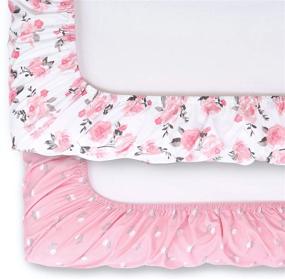 img 1 attached to 🌸 The Peanutshell Pink Floral Changing Pad Cover Set: Baby Girls, 2-Pack, Pink Roses & Ditsy Floral — Versatile Nursery Essentials