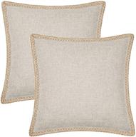 🛋️ set of 2, 20x20 inch rustic farmhouse decorative throw pillow covers in neutral beige linen for sofa logo