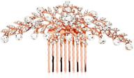 🌹 mariell rose gold hair comb accessory with clear crystal petals: perfect for bridal, wedding, or prom logo