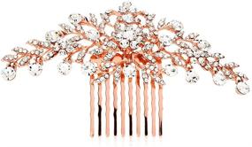 img 4 attached to 🌹 Mariell Rose Gold Hair Comb Accessory with Clear Crystal Petals: Perfect for Bridal, Wedding, or Prom