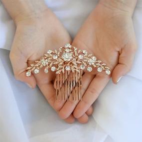 img 1 attached to 🌹 Mariell Rose Gold Hair Comb Accessory with Clear Crystal Petals: Perfect for Bridal, Wedding, or Prom