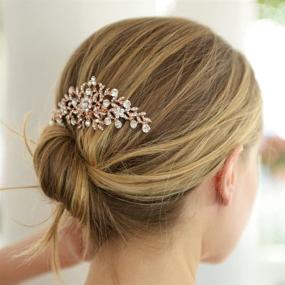 img 3 attached to 🌹 Mariell Rose Gold Hair Comb Accessory with Clear Crystal Petals: Perfect for Bridal, Wedding, or Prom