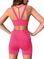 🏋️ kinbor womens seamless strappy padded sports bras with high waisted shorts: ultimate yoga gym outfit combo логотип