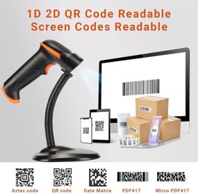 img 2 attached to 📱 Tera Wireless and Wired Barcode Scanner with Battery Level Indicator - 1D 2D QR Digital Printed Barcodes Reader with Stand. Portable Handheld Barcode Scanner, Compact Plug and Play Model D5100
