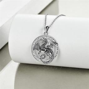 img 2 attached to Sterling Silver Dragon Necklace Pendant for Girls' Jewelry