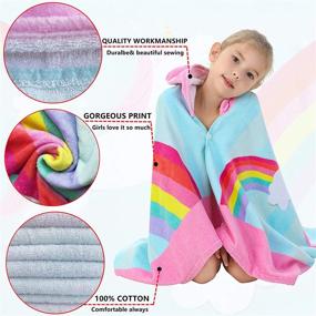 img 1 attached to 🌈 ATHAELAY Bright Rainbow Printing Hooded Beach Bath Towel Wrap for Girls, Soft and Absorbent Cotton Terry Cover-up for Pool Swim, Rainbow Unicorn Theme