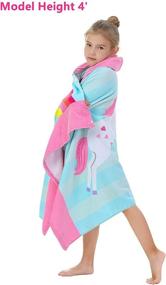 img 3 attached to 🌈 ATHAELAY Bright Rainbow Printing Hooded Beach Bath Towel Wrap for Girls, Soft and Absorbent Cotton Terry Cover-up for Pool Swim, Rainbow Unicorn Theme