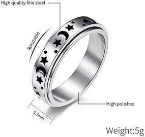 img 2 attached to 🔮 Black Moon Star Rotatable Titanium Stainless Steel Fidget Band Rings: Perfect Stress Relief Spinner Rings for All - Ideal Christmas Gifts for Men, Women, Boys, Girls, Boyfriends, Girlfriends, Sons, and Daughters