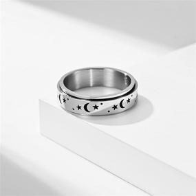 img 3 attached to 🔮 Black Moon Star Rotatable Titanium Stainless Steel Fidget Band Rings: Perfect Stress Relief Spinner Rings for All - Ideal Christmas Gifts for Men, Women, Boys, Girls, Boyfriends, Girlfriends, Sons, and Daughters