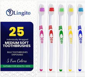 img 3 attached to Bulk Toothbrushes: 25 Individually Wrapped Manual Disposable Travel Toothbrush Set for Adults or Kids, Medium-Soft Large Head, Multi-Color, Travel Toiletry Oral Set