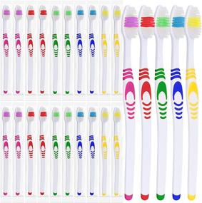 img 4 attached to Bulk Toothbrushes: 25 Individually Wrapped Manual Disposable Travel Toothbrush Set for Adults or Kids, Medium-Soft Large Head, Multi-Color, Travel Toiletry Oral Set