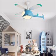 🚁 blue chanfok helicopter ceiling fan with led light for kids bedroom - modern indoor decorative led multi-speed timed remote control логотип