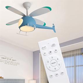 img 2 attached to 🚁 Blue CHANFOK Helicopter Ceiling Fan with LED Light for Kids Bedroom - Modern Indoor Decorative LED Multi-Speed Timed Remote Control