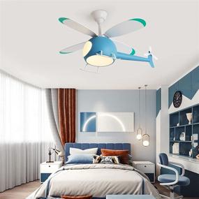 img 3 attached to 🚁 Blue CHANFOK Helicopter Ceiling Fan with LED Light for Kids Bedroom - Modern Indoor Decorative LED Multi-Speed Timed Remote Control