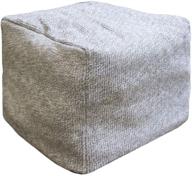 riarevt unstuffed square ottoman pouf cover in a-grey - handmade patchwork footrest cover, knitted 🛋️ woven cotton linen for living room, bedroom & small furniture - soft and cozy floor cushion logo