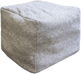 img 3 attached to Riarevt Unstuffed Square Ottoman Pouf Cover in A-Grey - Handmade Patchwork Footrest Cover, Knitted 🛋️ Woven Cotton Linen for Living Room, Bedroom & Small Furniture - Soft and Cozy Floor Cushion