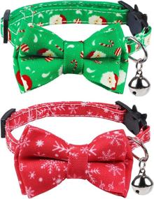 img 4 attached to 🎄 Festive Friendship Collar for Cats & Dogs: Christmas Cat Collar with Bell, Bow Breakaway & Bowtie - Kitten Collar 2 Pack