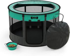 img 4 attached to 🏞️ Ruff 'N Ruffus Portable Foldable Pet Playpen with Complimentary Carrying Case & Travel Bowl: 2 Sizes, Indoor/Outdoor Exercise Kennel with Water-Resistant Removable Shade Cover for Dogs, Cats, and Rabbits