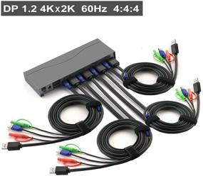 img 3 attached to 🔁 CKLau 4Kx2K@60Hz 4:4:4 DP Displayport KVM Switch 4 Port - Includes Cables, Audio, and Microphone