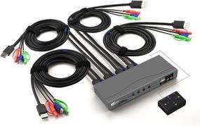 img 4 attached to 🔁 CKLau 4Kx2K@60Hz 4:4:4 DP Displayport KVM Switch 4 Port - Includes Cables, Audio, and Microphone