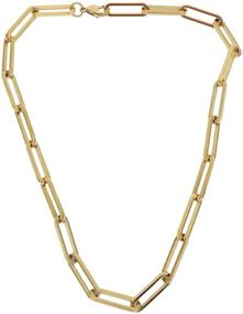 img 4 attached to 📎 18K Gold Plated Titanium Thick Paperclip Chain Necklace - Shapes Studio, Minimalistic Design, Chunky Bold Paper Clip Chain, Short Necklace - Tarnish-Resistant