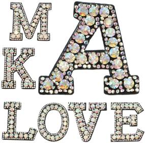 img 1 attached to 👗 Dazzling David Accessories: 26Pcs A-Z Alphabet Letters Iron On Rhinestone Patches for DIY Decorations on Clothing, Shoes, Hats