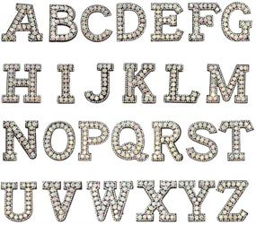 img 4 attached to 👗 Dazzling David Accessories: 26Pcs A-Z Alphabet Letters Iron On Rhinestone Patches for DIY Decorations on Clothing, Shoes, Hats