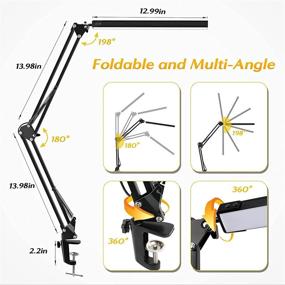 img 2 attached to Illuminate Your Workspace with HANUET LED Swing Arm Desk Lamp - Eye-Caring, Dimmable, and Memory Function Equipped Architect Table Desk Lamp for Home and Office