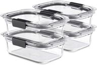 🥡 rubbermaid brilliance glass storage 3.2-cup food containers - bpa free, leak proof (4-pack) логотип