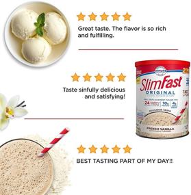 img 1 attached to SlimFast Original French Vanilla Weight Loss Shake Mix - Meal Replacement Powder with 10g Protein, 22 Servings