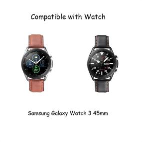 img 1 attached to 📱 Полосы для Galaxy Watch 3 45mm, 2 штуки, премиум кожаные ремешки для Samsung Galaxy Watch 3 45mm - быстрая смена, универсальный размер для мужчин и женщин, черного и коричневого цветов.