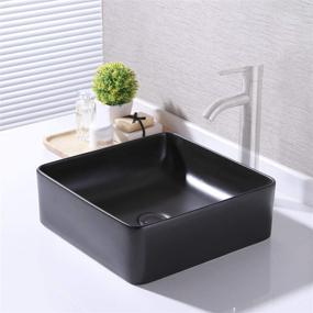 img 1 attached to 💎 KES BVS122-BK: Elegant 14 Inch Black Ceramic Vessel Sink for Lavatory Vanity - Perfect for Cabinet Countertop