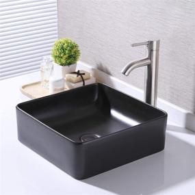 img 2 attached to 💎 KES BVS122-BK: Elegant 14 Inch Black Ceramic Vessel Sink for Lavatory Vanity - Perfect for Cabinet Countertop