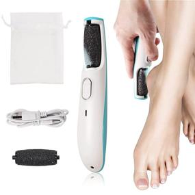 img 4 attached to 🦶 Rechargeable Electric Foot Callus Remover with LED Light - Professional Pedi Foot Care Pedicure Tools for Dry Cracked Skin in Women and Men (Blue)