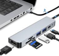 🔌 6-in-1 usb c hub with hdmi, pd charging, usb ports, sd/tf card reader - macbook pro adapter логотип