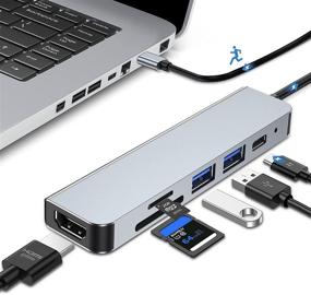 img 4 attached to 🔌 6-in-1 USB C Hub with HDMI, PD Charging, USB Ports, SD/TF Card Reader - Macbook Pro Adapter