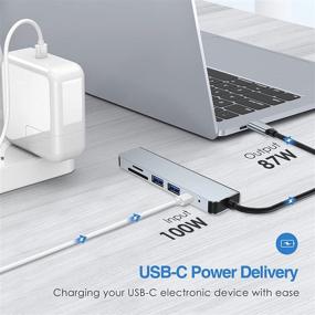 img 1 attached to 🔌 6-in-1 USB C Hub with HDMI, PD Charging, USB Ports, SD/TF Card Reader - Macbook Pro Adapter